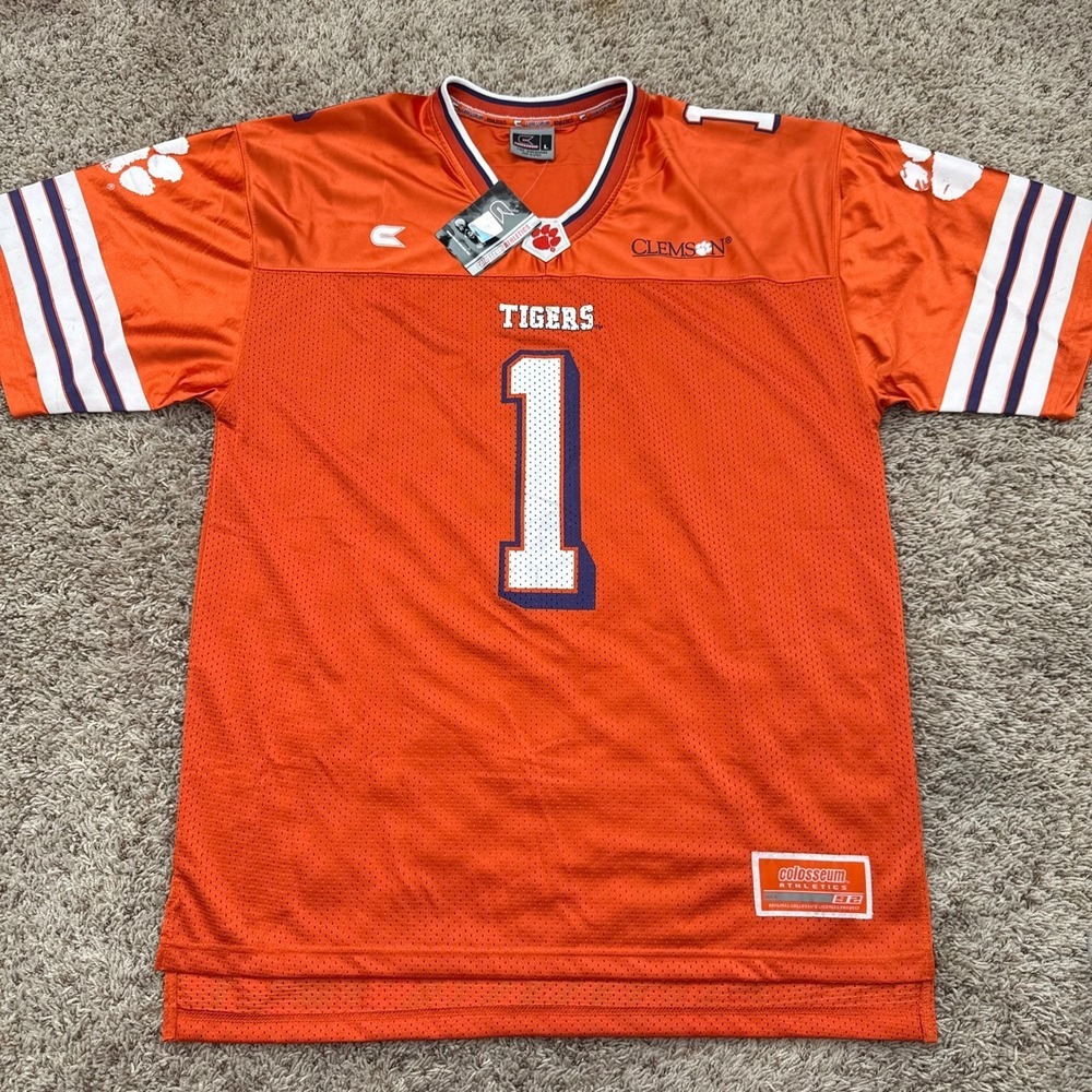 Y2K Colosseum Clemson Tigers Jersey Orange Mesh Number 1 Mens Large New NWT